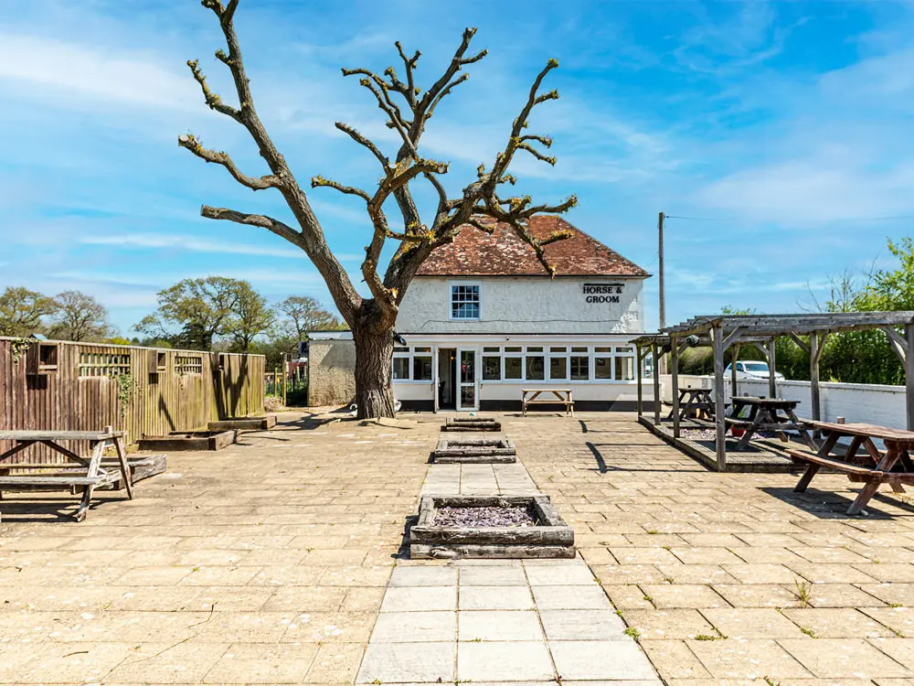 the main front beer garden at the horse and groom